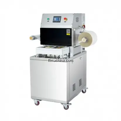 pneumatic  mobile modified atmosphere sealing machine for packing food on the tray  with gas nitrogen flushing
