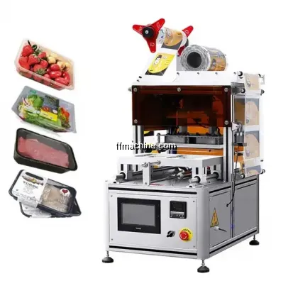 Tabletop film-sealing machine for square plastic boxes nitrogen Flush Tray Sealing Machine for snack shop Modified atmosphere packing machine 280