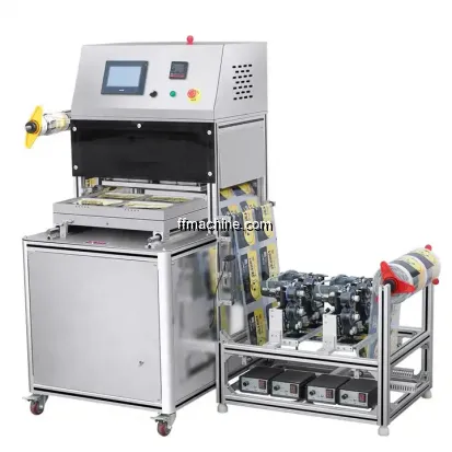  vacuum  machine for plastic boxes for food packaging with nitrogen flush semi-automatic 280